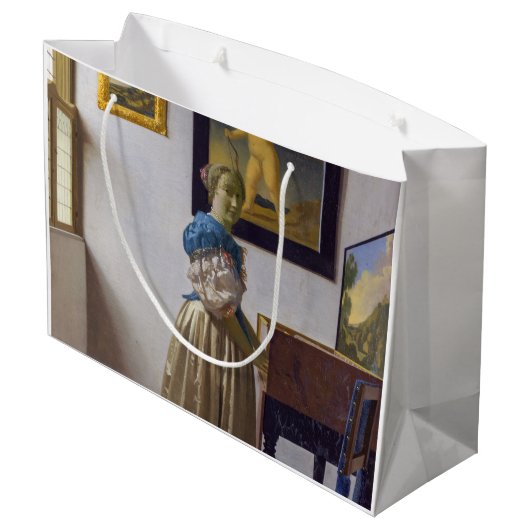 Johannes Vermeer - Dame die bij een maagdenvaag st Groot Cadeauzakje (Achterkant Gekanteld)