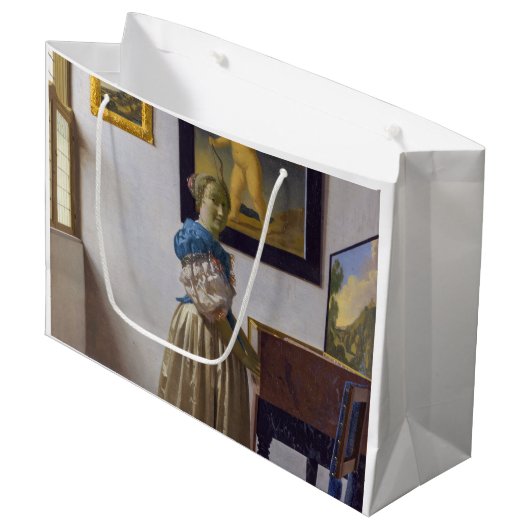 Johannes Vermeer - Dame die bij een maagdenvaag st Groot Cadeauzakje (Voorkant Gekanteld)