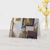 Johannes Vermeer - Dame die bij een maagdenvaag st Kaart (Gele Bloem)