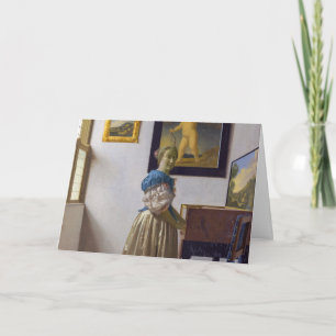 Johannes Vermeer - Dame die bij een maagdenvaag st Kaart