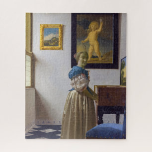 Johannes Vermeer - Dame die bij een maagdenvaag st Legpuzzel