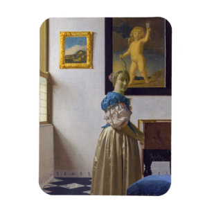 Johannes Vermeer - Dame die bij een maagdenvaag st Magneet
