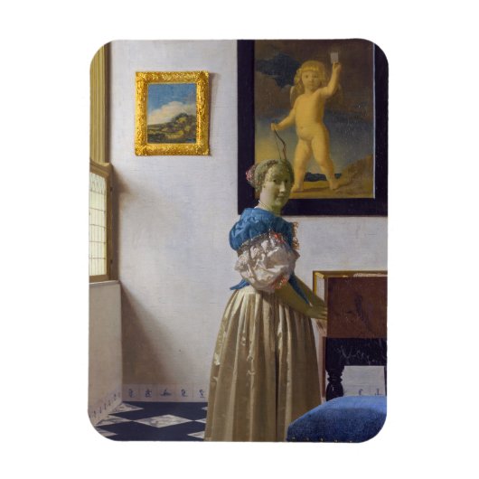 Johannes Vermeer - Dame die bij een maagdenvaag st Magneet (Verticaal)