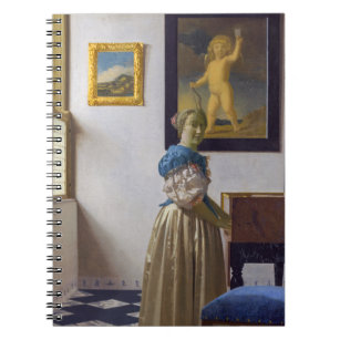Johannes Vermeer - Dame die bij een maagdenvaag st Notitieboek