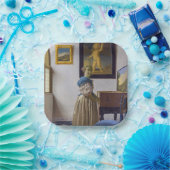 Johannes Vermeer - Dame die bij een maagdenvaag st Papieren Bordje (Feest)