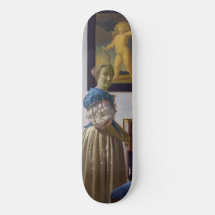 Johannes Vermeer - Dame die bij een maagdenvaag st Persoonlijk Skateboard