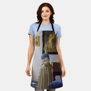 Johannes Vermeer - Dame die bij een maagdenvaag st Schort