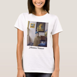 Johannes Vermeer - Dame die bij een maagdenvaag st T-shirt
