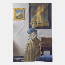 Johannes Vermeer - Dame die bij een maagdenvaag st Theedoek