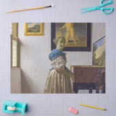 Johannes Vermeer - Dame die bij een maagdenvaag st Tissuepapier (Craft)