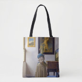 Johannes Vermeer - Dame die bij een maagdenvaag st Tote Bag (Voorkant)