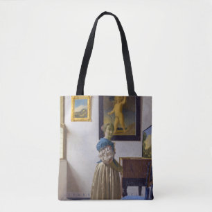 Johannes Vermeer - Dame die bij een maagdenvaag st Tote Bag