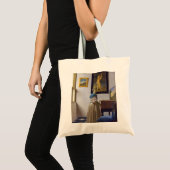 Johannes Vermeer - Dame die bij een maagdenvaag st Tote Bag (Voorkant (product))