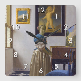Johannes Vermeer - Dame die bij een maagdenvaag st Vierkante Klok