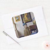 Johannes Vermeer - Dame die bij een maagdenvaag st Vierkante Sticker (Envelop)