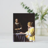 Johannes Vermeer - Dame en dienstmeid Briefkaart (Staand voorkant)