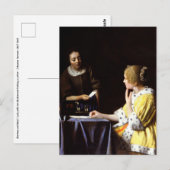 Johannes Vermeer - Dame en dienstmeid Briefkaart (Voorkant / Achterkant)