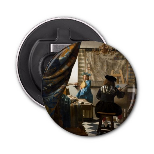 Johannes Vermeer - De Allegory of Painting Button Flesopener (Voorkant)