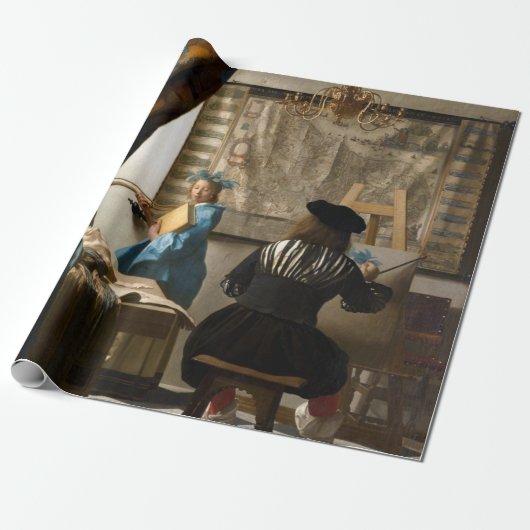Johannes Vermeer - De Allegory of Painting Cadeaupapier (Uitgerold)