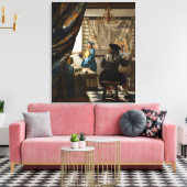 Johannes Vermeer - De Allegory of Painting Canvas Afdruk (Insitu (Woonkamer))