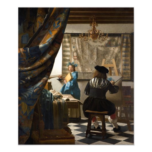Johannes Vermeer - De Allegory of Painting Foto Afdruk (Voorkant)