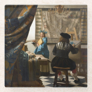 Johannes Vermeer - De Allegory of Painting Glazen Onderzetter