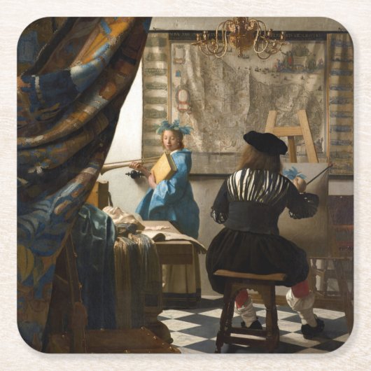 Johannes Vermeer - De Allegory of Painting Kartonnen Onderzetters (Voorkant)