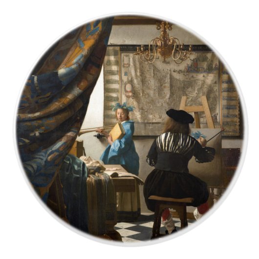 Johannes Vermeer - De Allegory of Painting Keramische Knop (Voorkant)