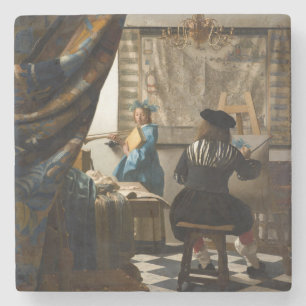 Johannes Vermeer - De Allegory of Painting Stenen Onderzetter