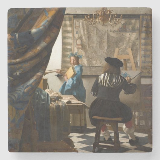Johannes Vermeer - De Allegory of Painting Stenen Onderzetter (Voorkant)