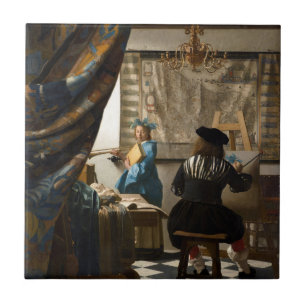 Johannes Vermeer - De Allegory of Painting Tegeltje