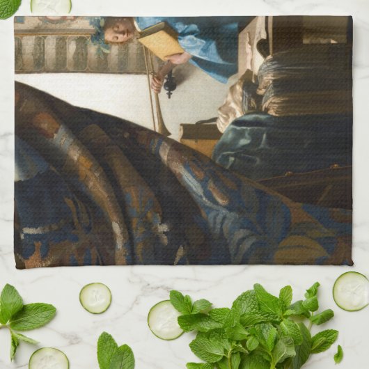 Johannes Vermeer - De Allegory of Painting Theedoek (Gevouwen)