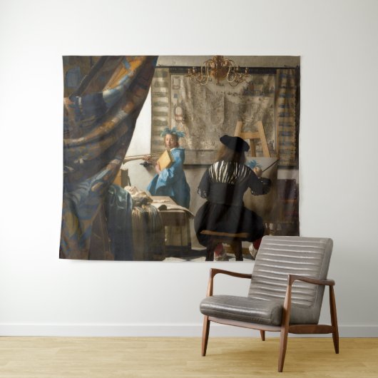 Johannes Vermeer - De Allegory of Painting Wandkleed (In Situ (horizontaal))