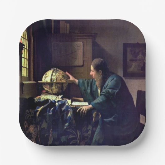 Johannes Vermeer - De Astronomer Papieren Bordje (Voorkant)