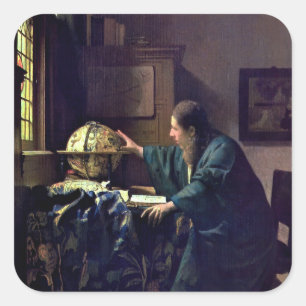 Johannes Vermeer - De Astronomer Vierkante Sticker