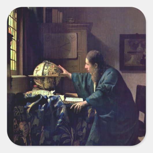 Johannes Vermeer - De Astronomer Vierkante Sticker (Voorkant)