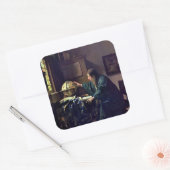 Johannes Vermeer - De Astronomer Vierkante Sticker (Envelop)