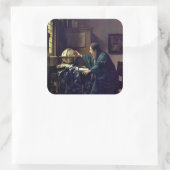 Johannes Vermeer - De Astronomer Vierkante Sticker (Tas)