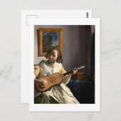 Johannes Vermeer - De gitarist Briefkaart (Voorkant / Achterkant)
