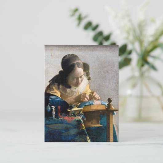 Johannes Vermeer - De Kantwerkster Briefkaart (Staand voorkant)