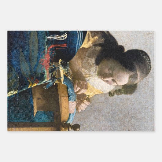 Johannes Vermeer - De Kantwerkster Inpakpapier Vel (Voorkant 3)