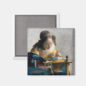Johannes Vermeer - De Kantwerkster Magneet (Voorkant / Achterkant)