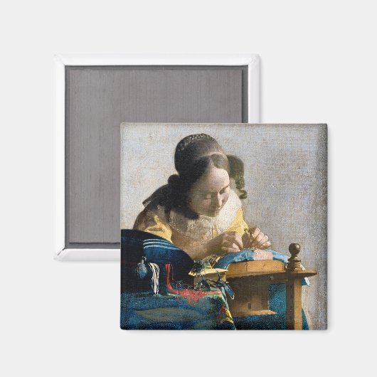 Johannes Vermeer - De Kantwerkster Magneet (Voorkant / Achterkant)