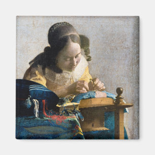 Johannes Vermeer - De Kantwerkster Magneet