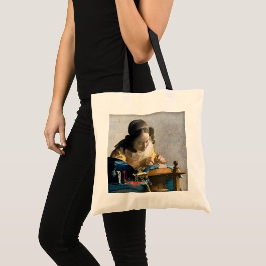 Johannes Vermeer - De Kantwerkster Tote Bag (Voorkant (product))