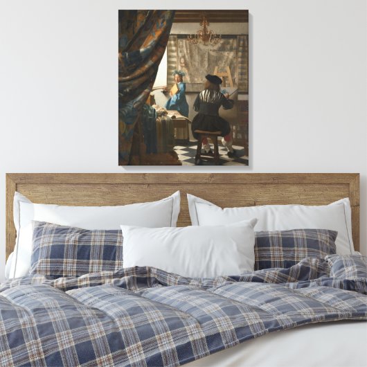 Johannes Vermeer, De kunst van het schilderen Canvas Afdruk (Insitu (Slaapkamer))