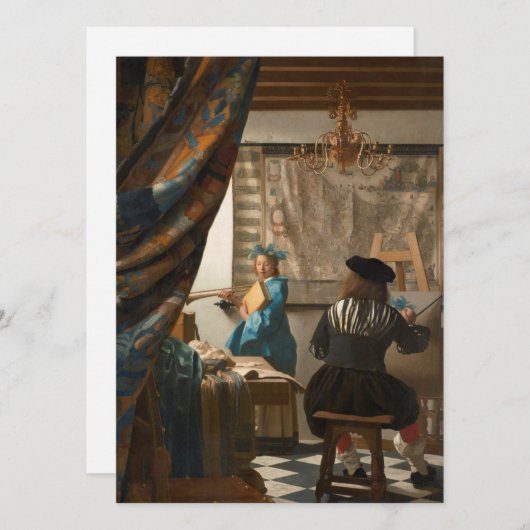 Johannes Vermeer - de kunst van het schilderen Feestdagenkaart (Voorkant / Achterkant)