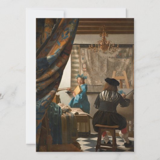 Johannes Vermeer - de kunst van het schilderen Feestdagenkaart (Voorkant)