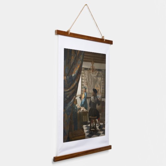 Johannes Vermeer, De kunst van het schilderen Hangend Wandkleed (Gebogen)