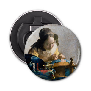 Johannes Vermeer - De Lacemaker Button Flesopener